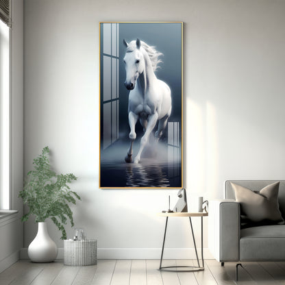 Beautiful White Horse Premium Acrylic Vertical Wall Art