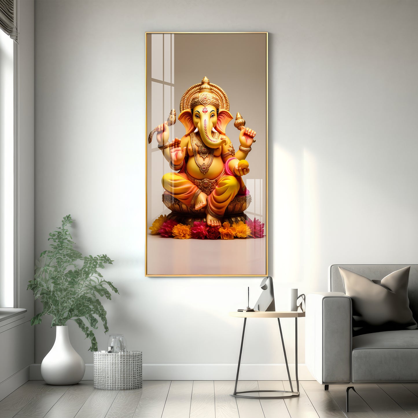 Lord Ganpati Premium Acrylic Vertical Wall Art