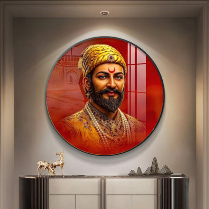 Shivaji Maharaj Premium Acrylic Round Wall Art
