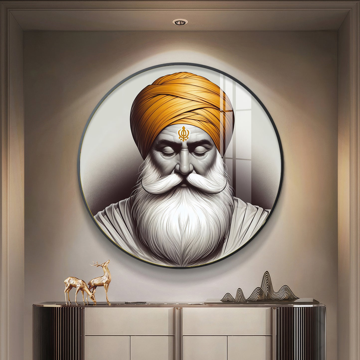 Guru Nanak Dev Ji Premium Acrylic Round Wall Art