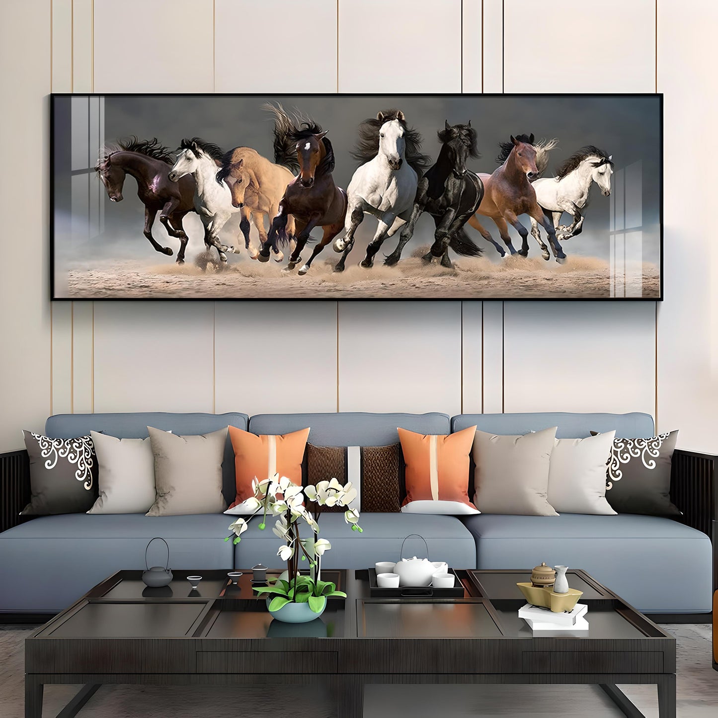 Running Horses Premium Acrylic Horizontal Wall Art