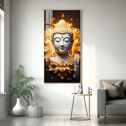 Buddha With Lotus Premium Acrylic Vertical Wall Art