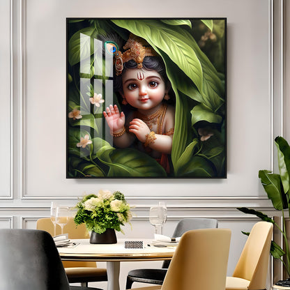 Ladoo Gopal Premium Acrylic Square Wall Art