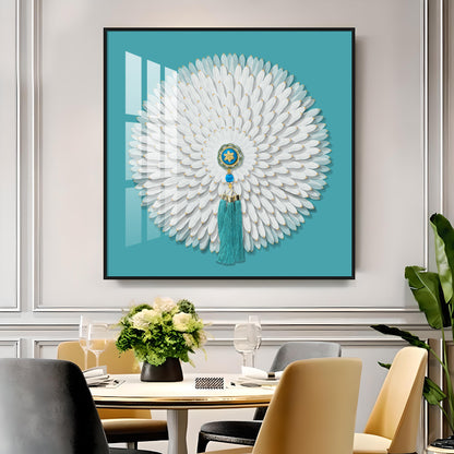 Lucky White Feathers Premium Acrylic Square Wall Art