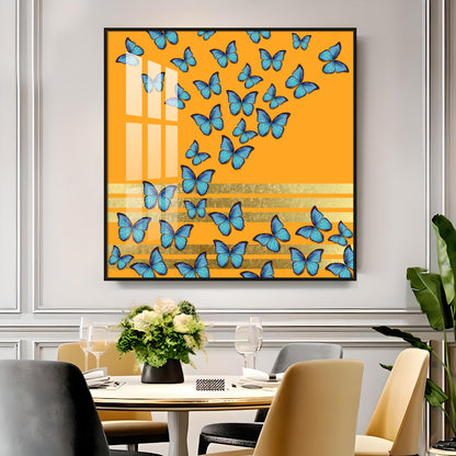 Blue Butterflies Premium Acrylic Square Wall Art