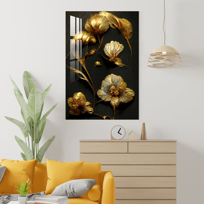 Luxury Golden Decorative Flower Acrylic Wall Art