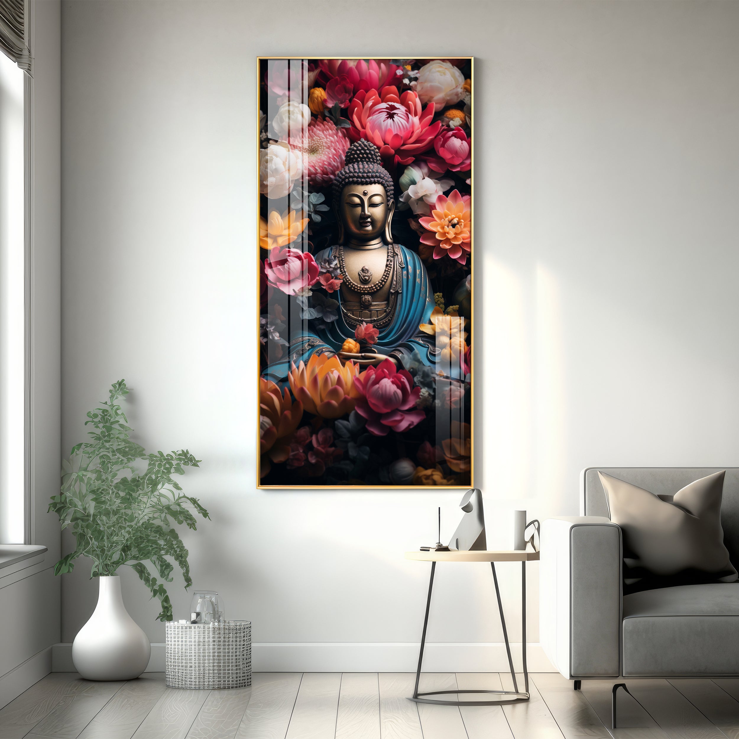 Meditating Buddha Premium Acrylic Vertical Wall Art