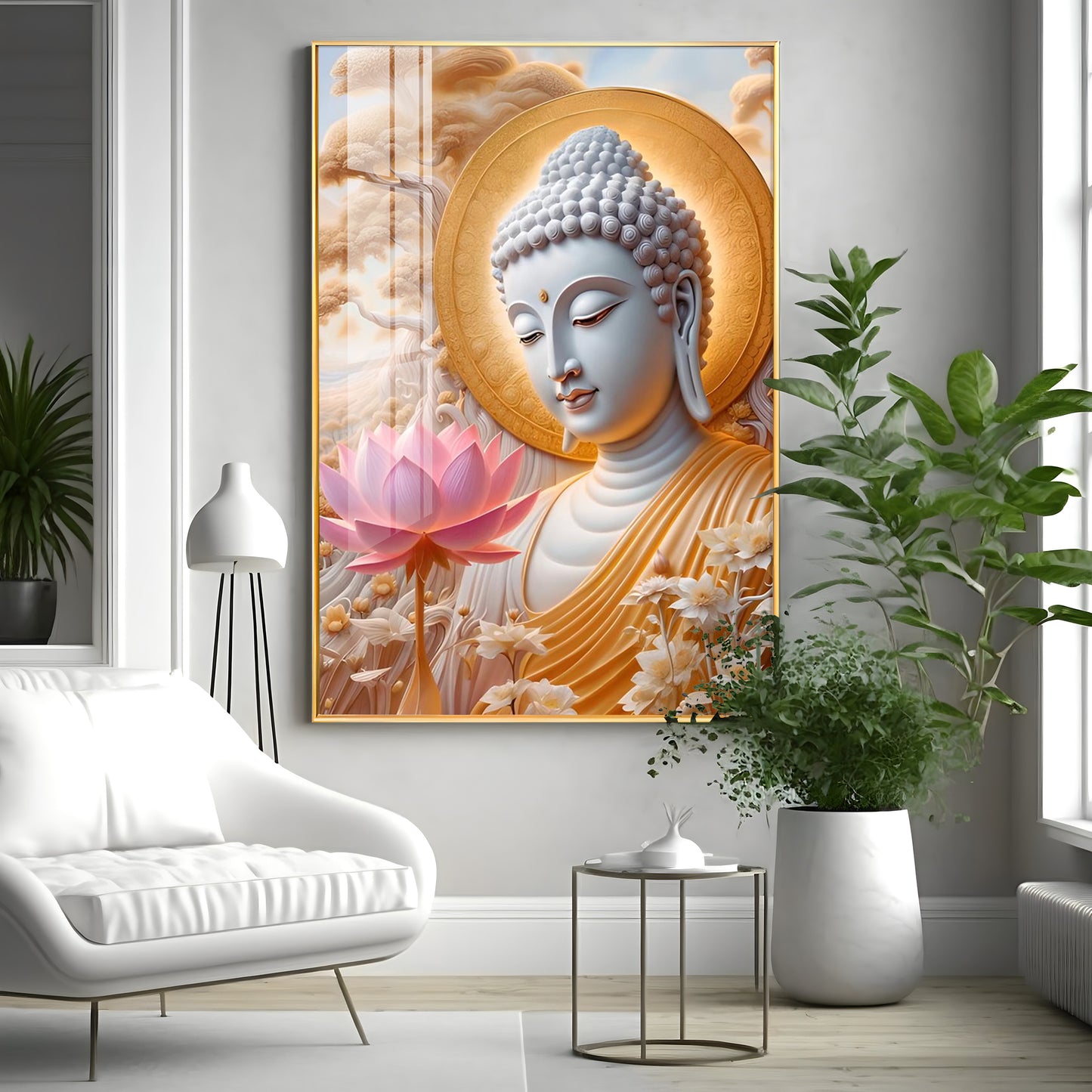 Dharvika Buddha Premium Acrylic Vertical Wall Art