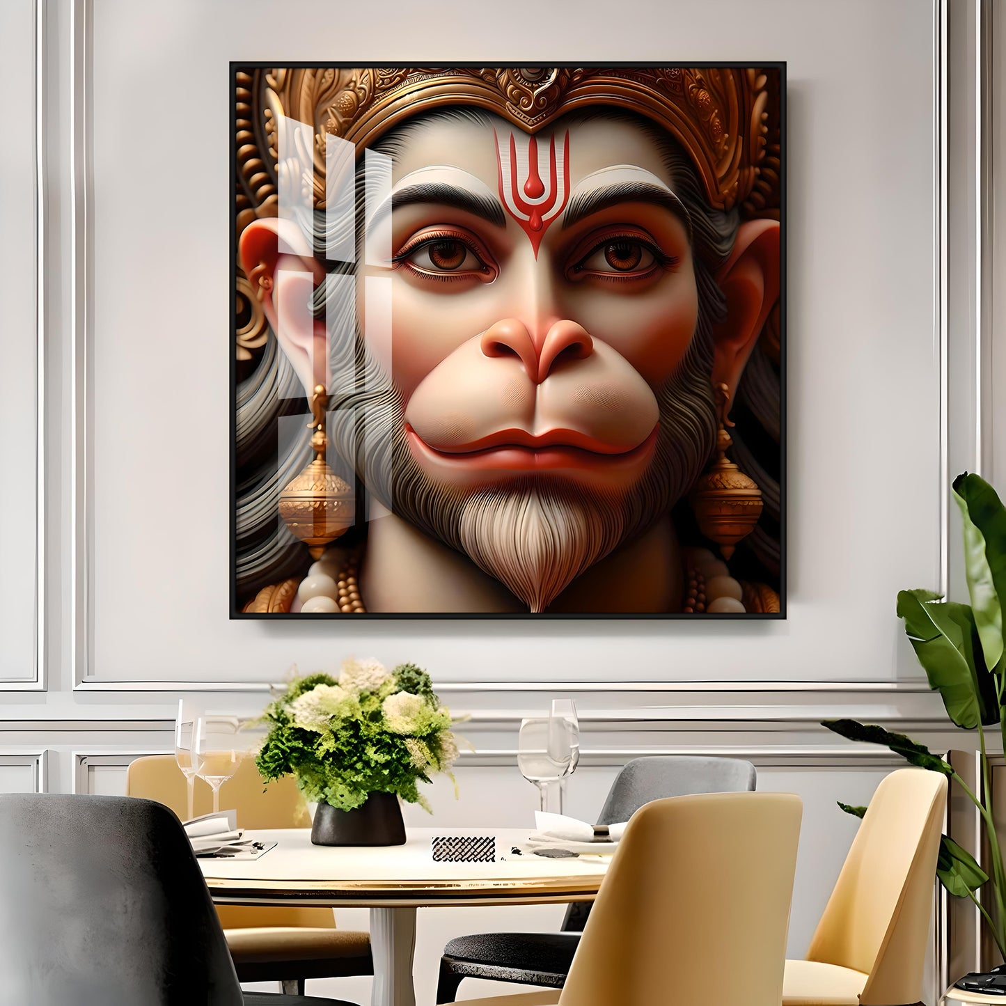 Lord Hanuman Premium Acrylic Square Wall Art