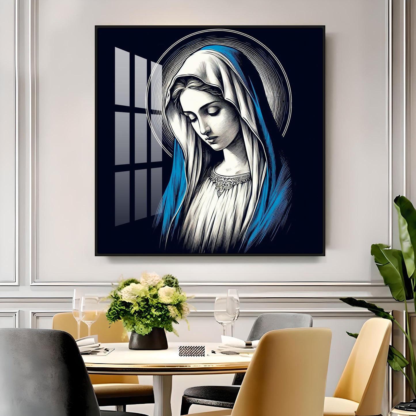 Portrait of the Virgin Mary Premium Acrylic Square Wall Art