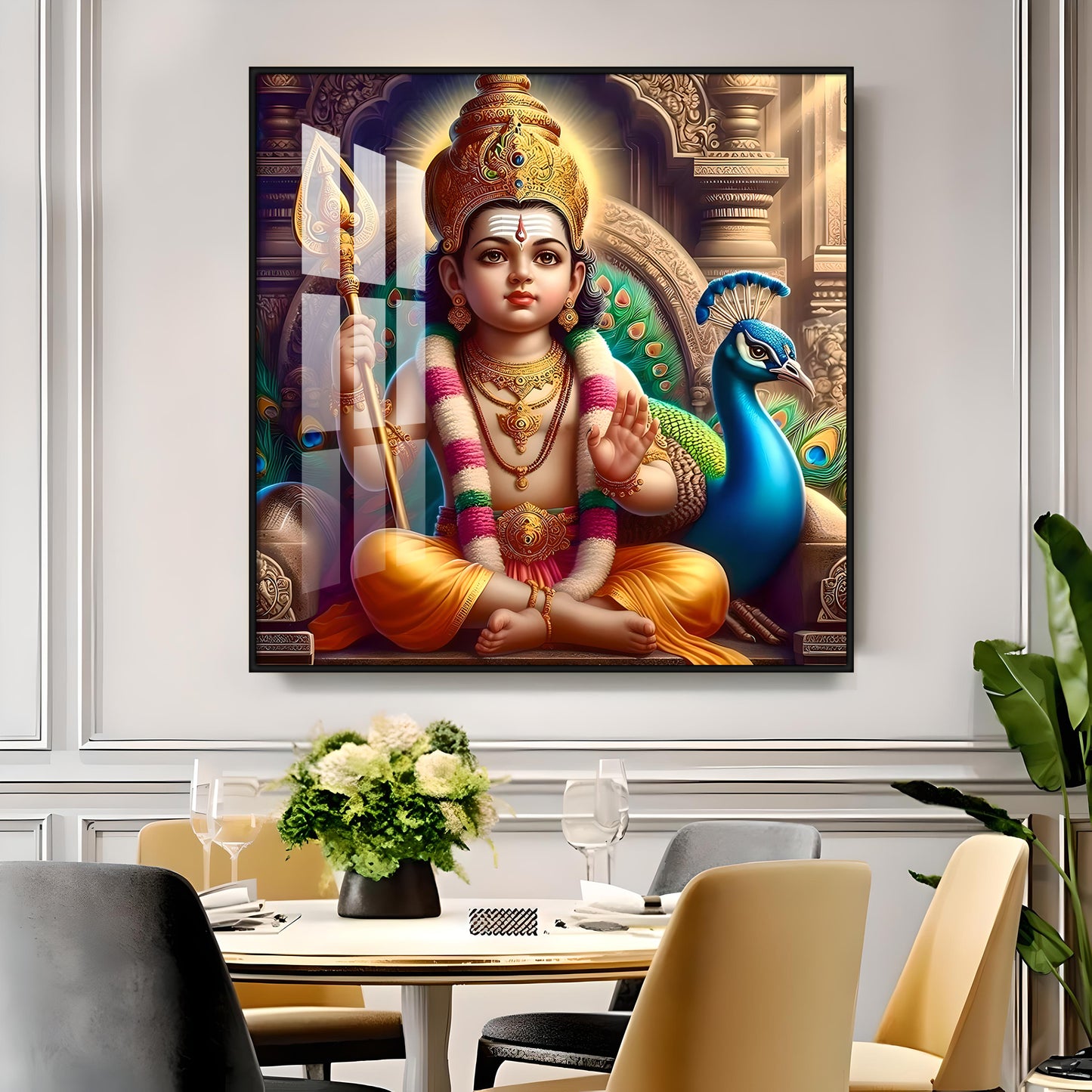 Lord Murugan Premium Acrylic Square Wall Art