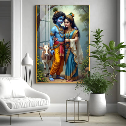 Krishna and Radha Togetherness Premium Acrylic Wall Art