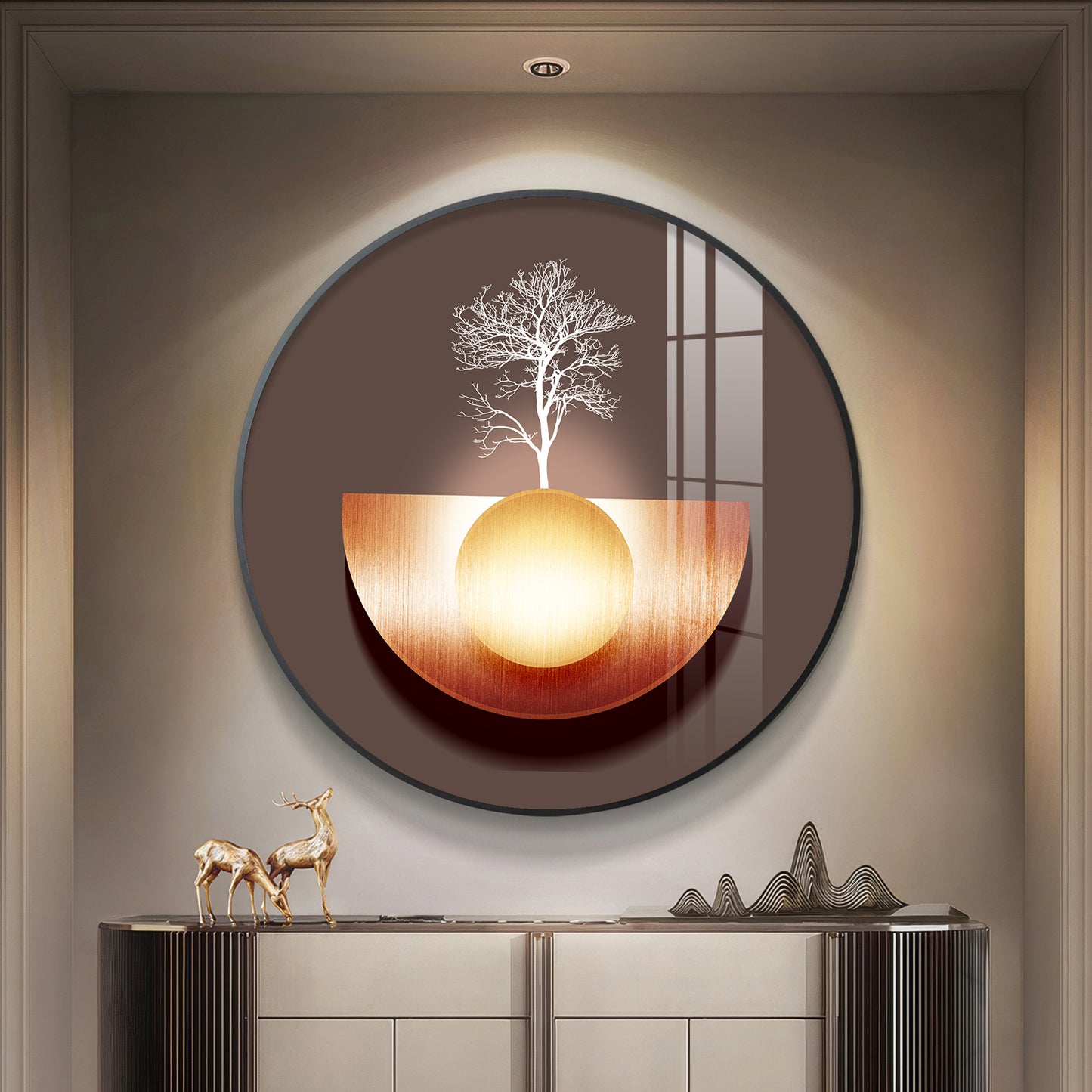 Reflective Arbor Premium Acrylic Round Wall Art