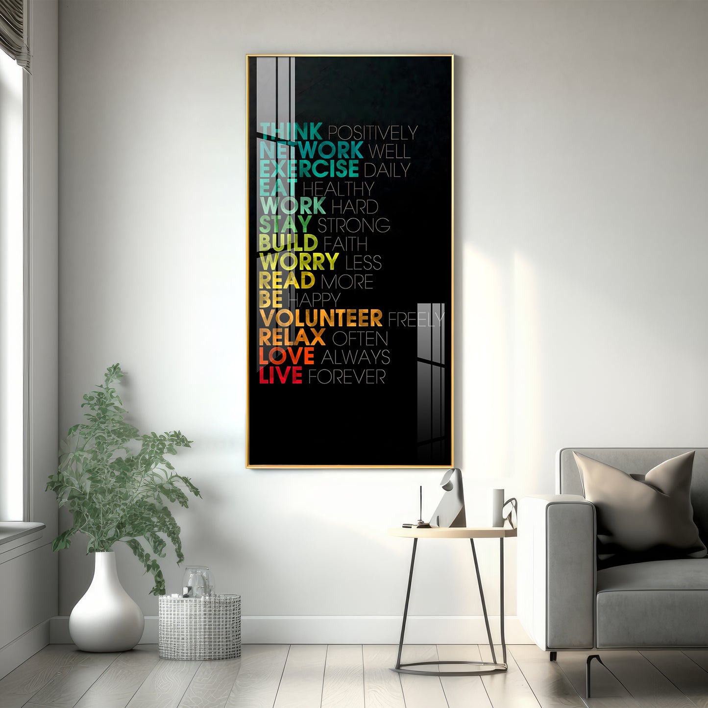 Think Positively Premium Acrylic Vertical Wall Art