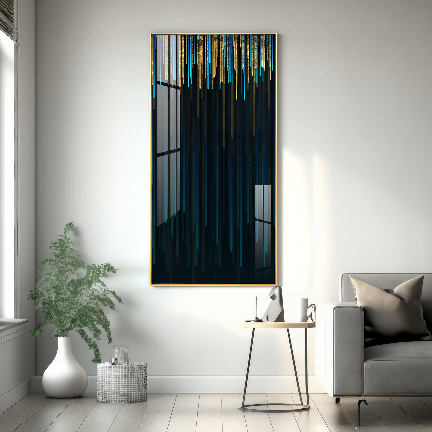 Modern Line Geometric Premium Acrylic Vertical Wall Art