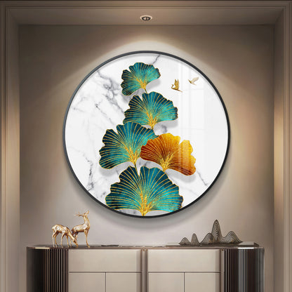 Leaf of Serenity Premium Acrylic Round Wall Art