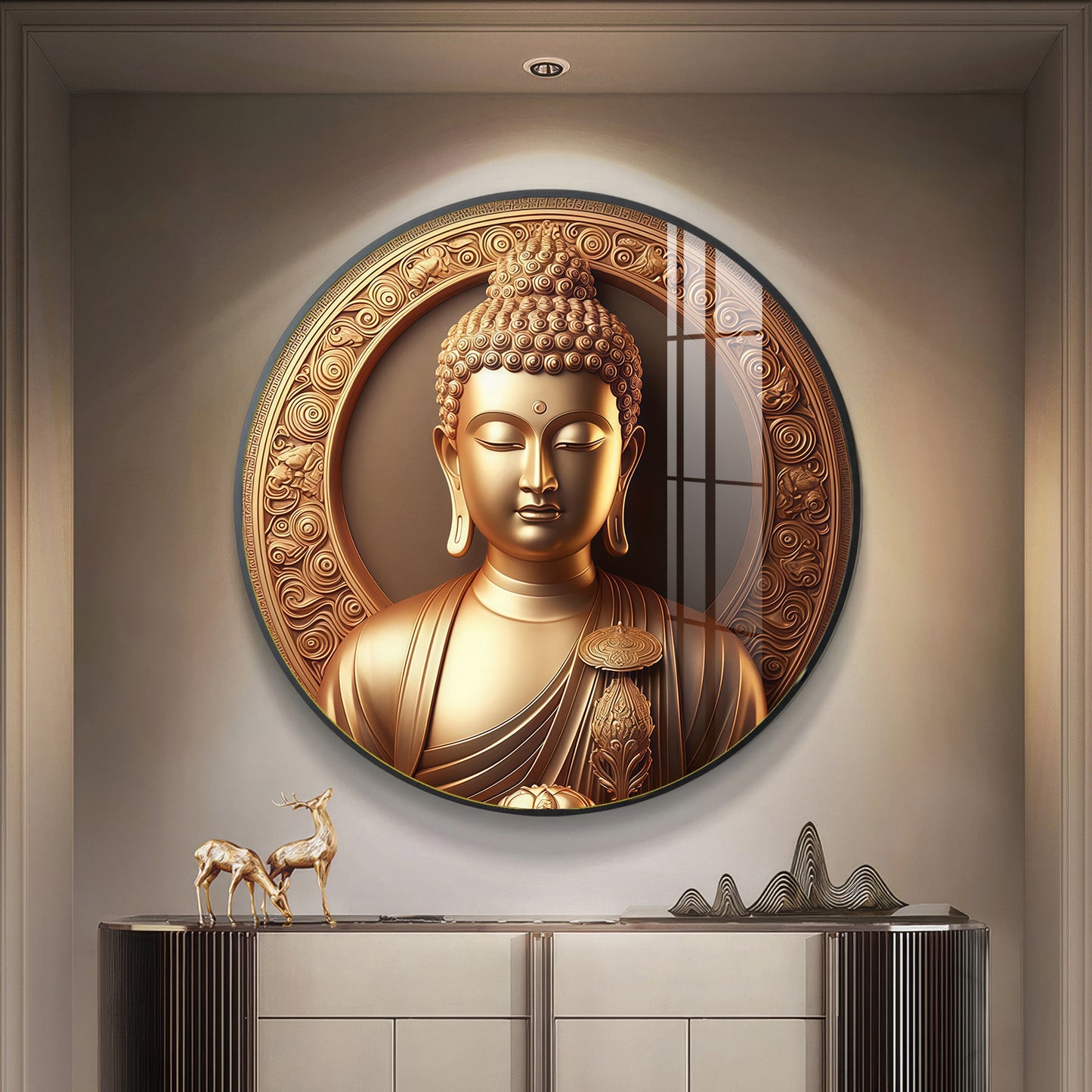 Blessings Of Buddha Premium Acrylic Round Wall Art