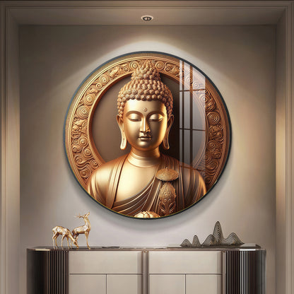 Blessings Of Buddha Premium Acrylic Round Wall Art