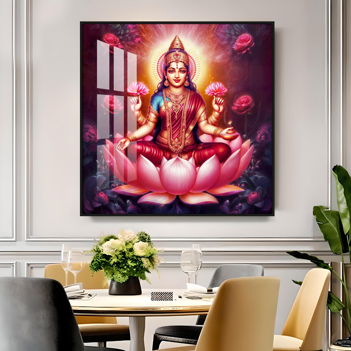 Maa Laxmi Premium Acrylic Square Wall Art