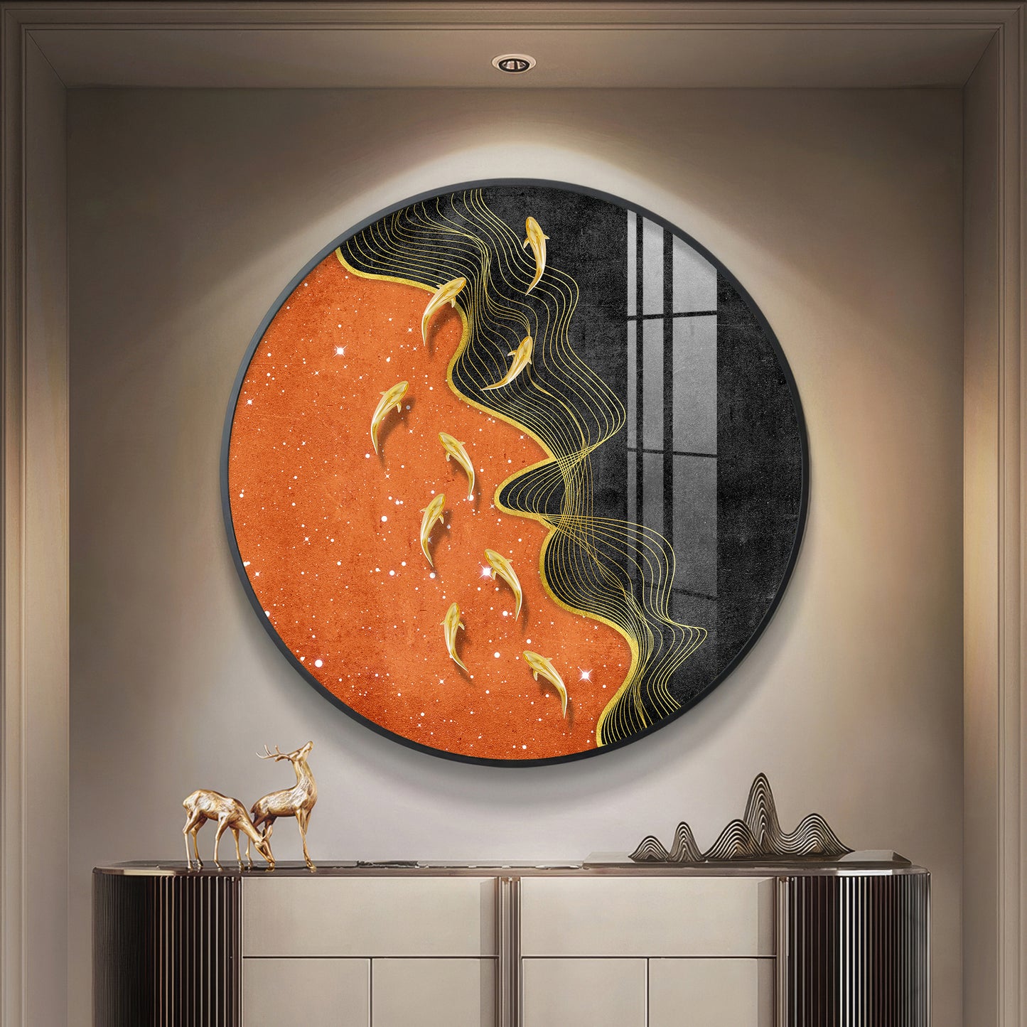 Goldfish Delight Premium Acrylic Round Wall Art