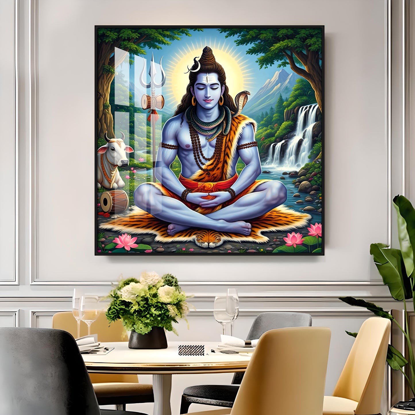 Lord Shiva in Contemplation Premium Acrylic Square Wall Art