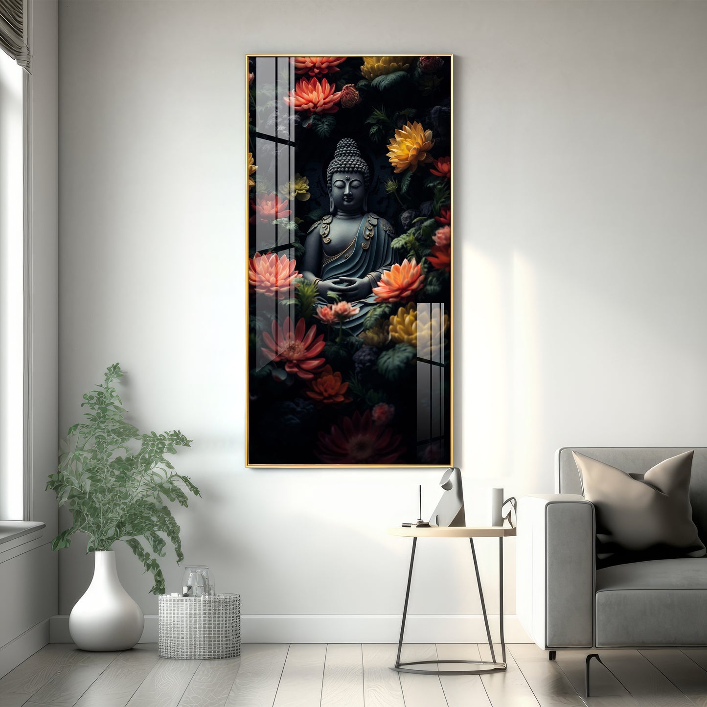 Majestic Buddha Premium Acrylic Vertical Wall Art