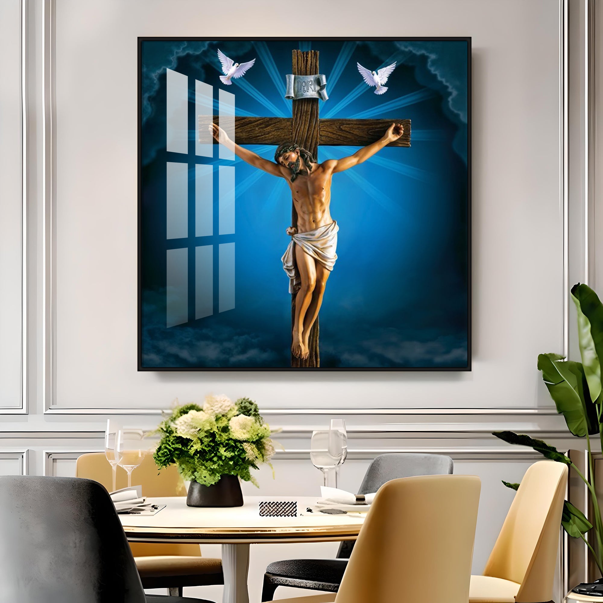Lord Gesus Illumination Premium Acrylic Square Wall Art