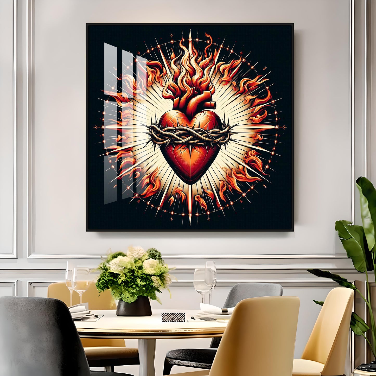 Fiery Love Frame Premium Acrylic Square Wall Art