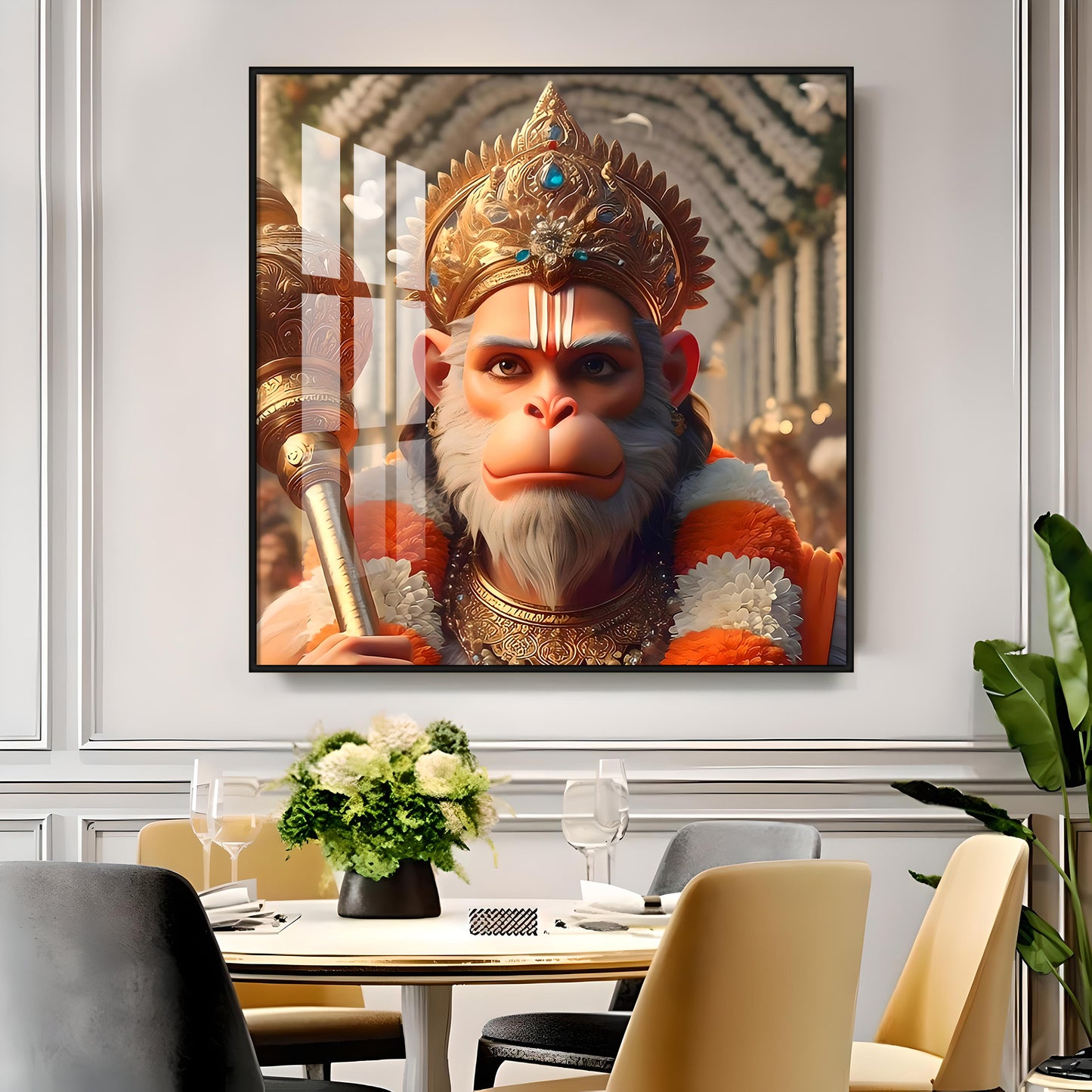 Ram Bhakt Hanuman Premium Acrylic Square Wall Art