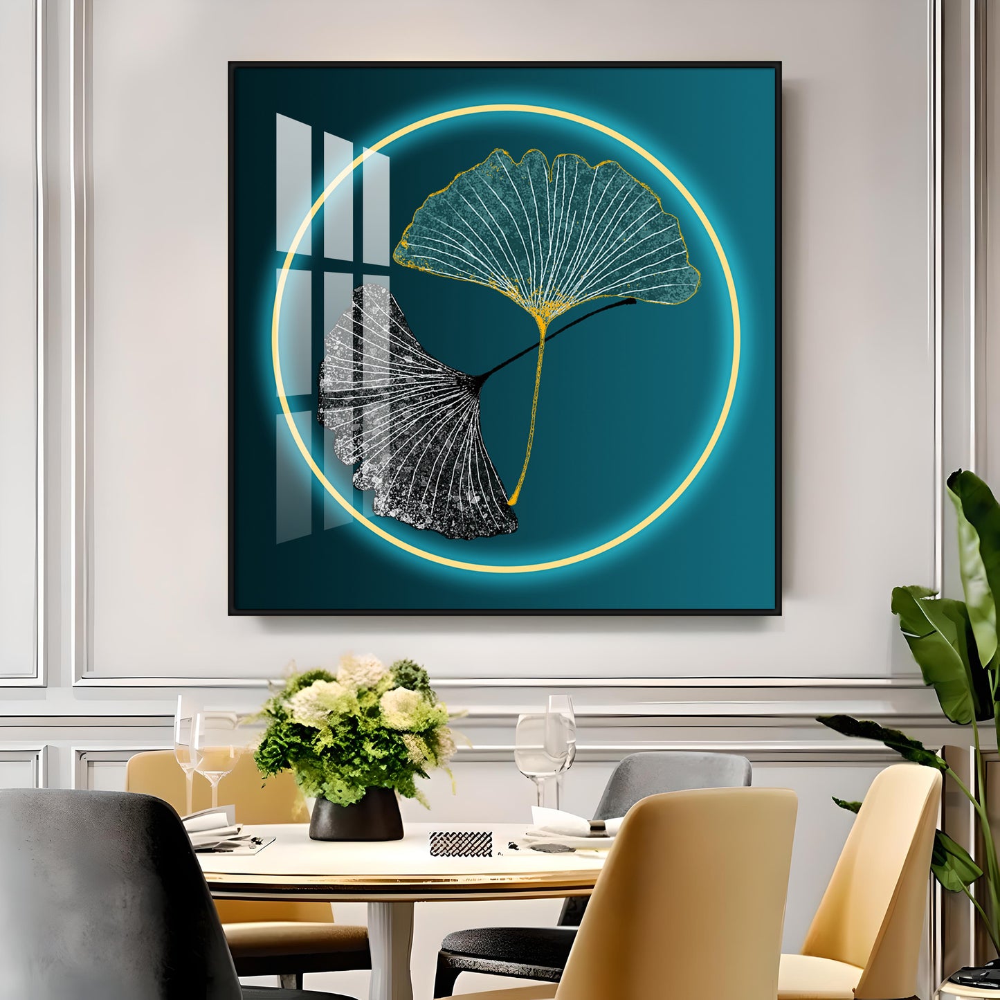 Ginkgo leaf Premium Acrylic Square Wall Art