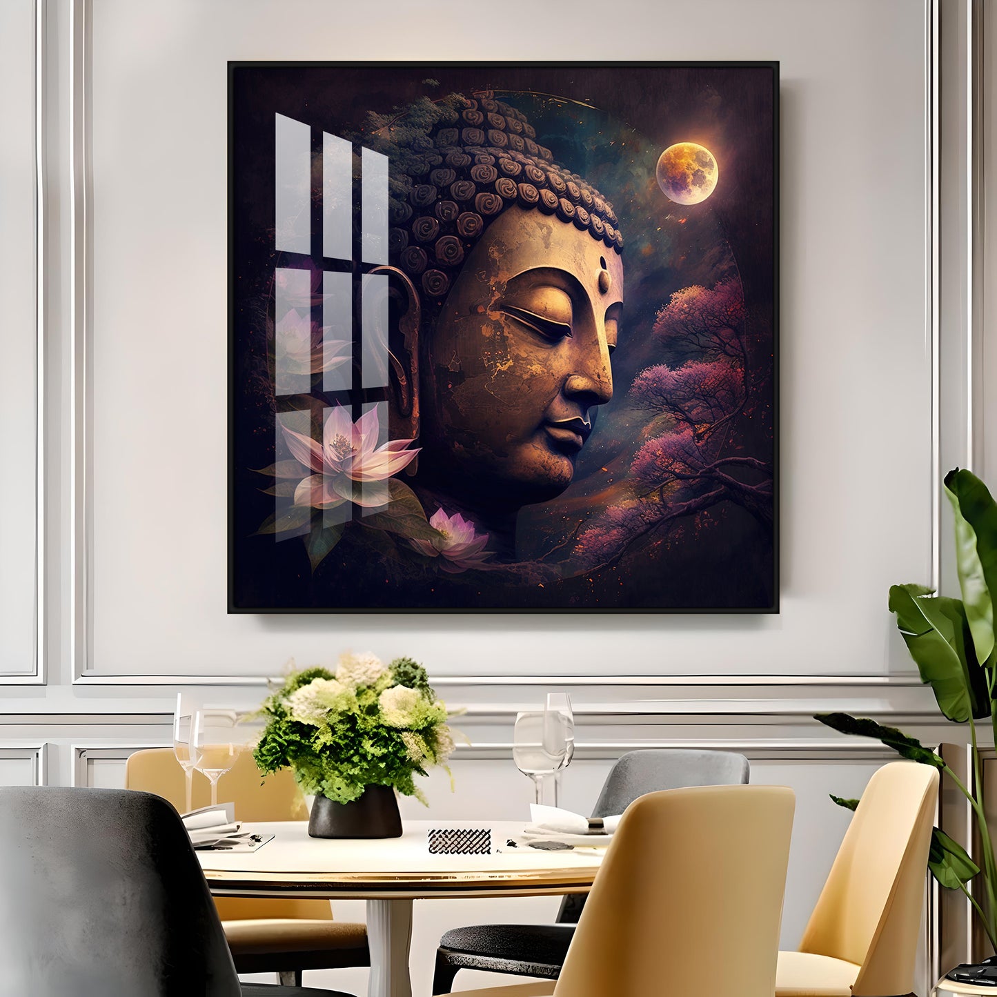 Lord Buddha Peaceful Premium Acrylic Square Wall Art