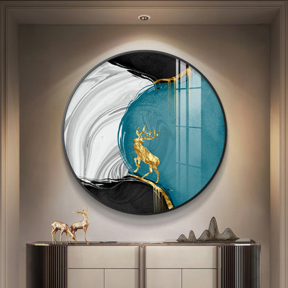 Chromatic Abstract Premium Acrylic Round Wall Art
