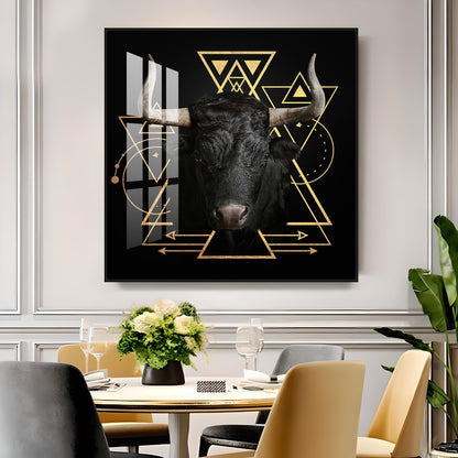 Gold Foil Geometric Figure Yak Premium Acrylic Square Wall Art