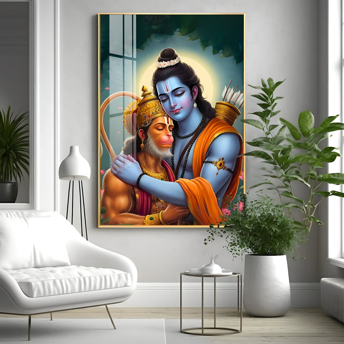 Lord Rama And Hanuman Brotherhood Premium Acrylic Wall Art