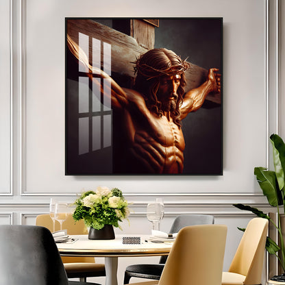 Christ on the Cross Premium Acrylic Square Wall Art