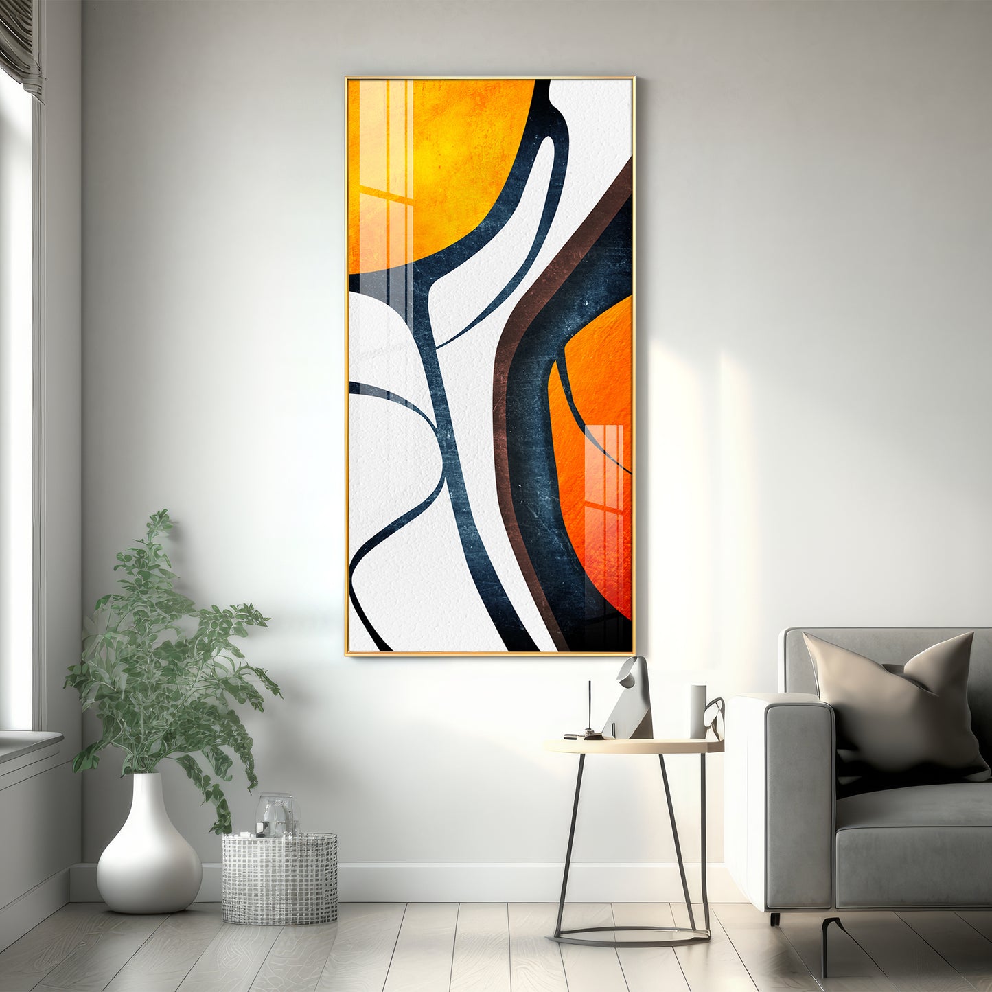 Orange Light Luxury Corridor Premium Acrylic Vertical Wall Art