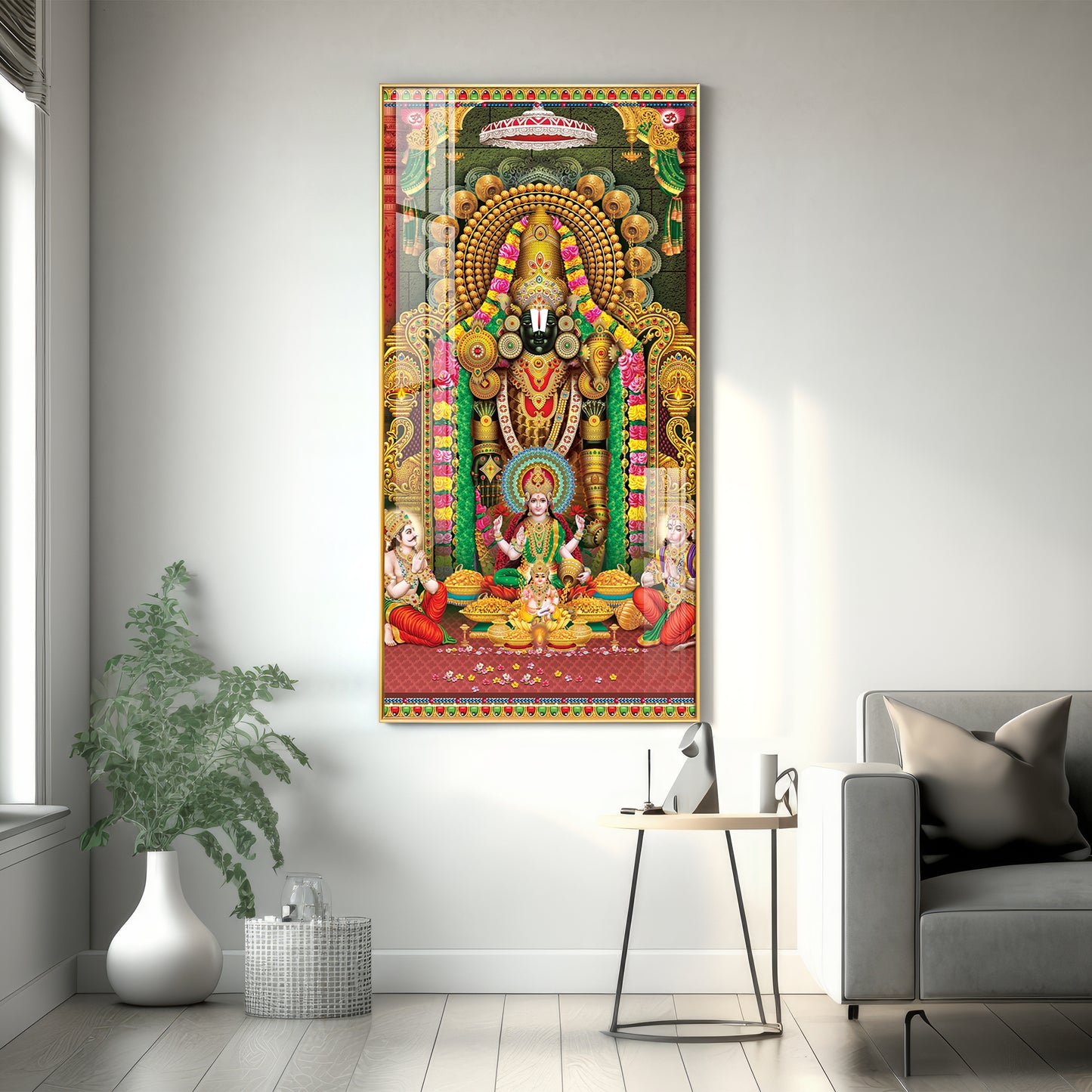 Lord Venkateswara With Lakshmi Ji Premium Acrylic Vertical Wall Art