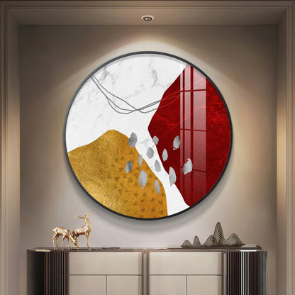 Crimson Elegance Premium Acrylic Round Wall Art