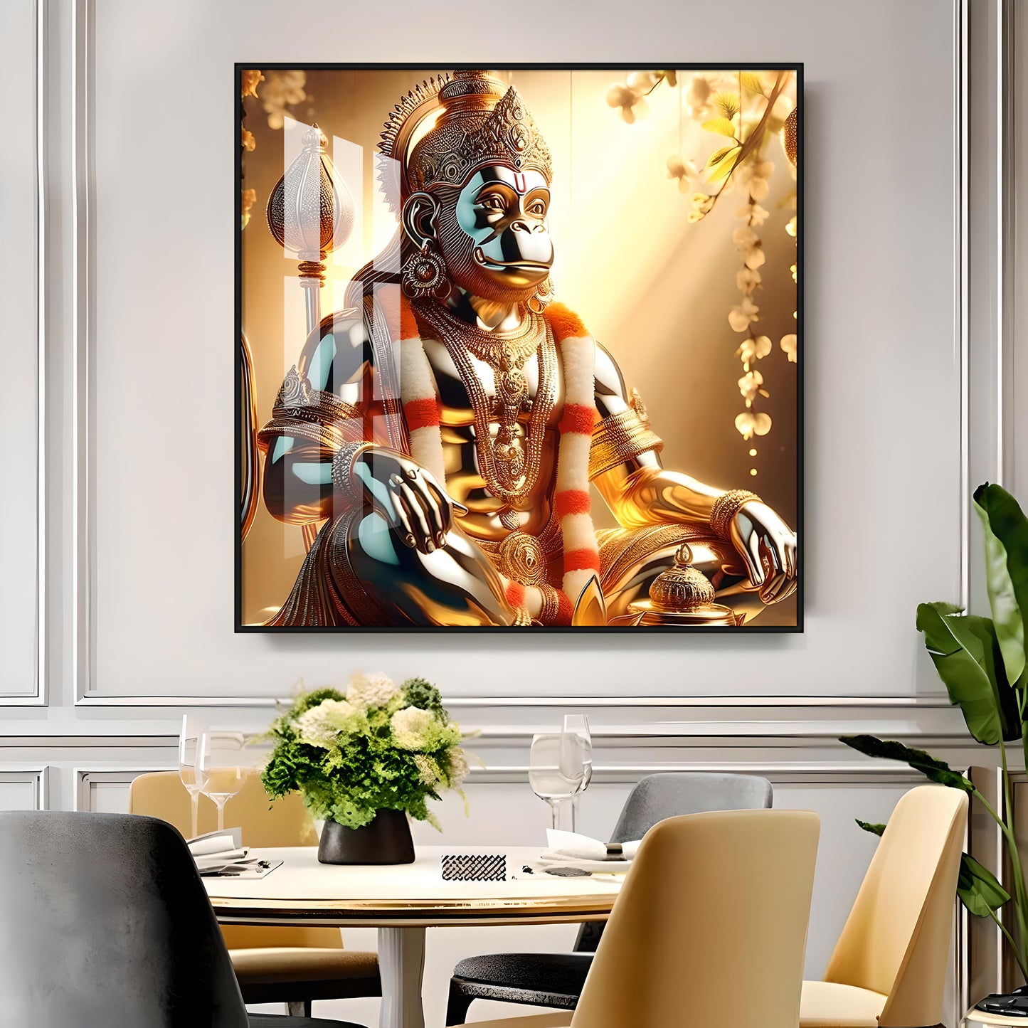 Rambhakt Hanuman Premium Acrylic Square Wall Art