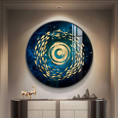 Fish Flow Mosaic Premium Acrylic Round Wall Art