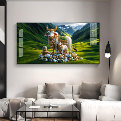 Sacred Nandi In Valley Premium Acrylic Horizontal Wall Art