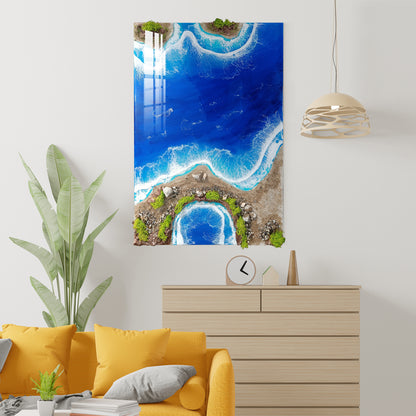 Blue Ocean Waves Epoxy Resin Wall Art