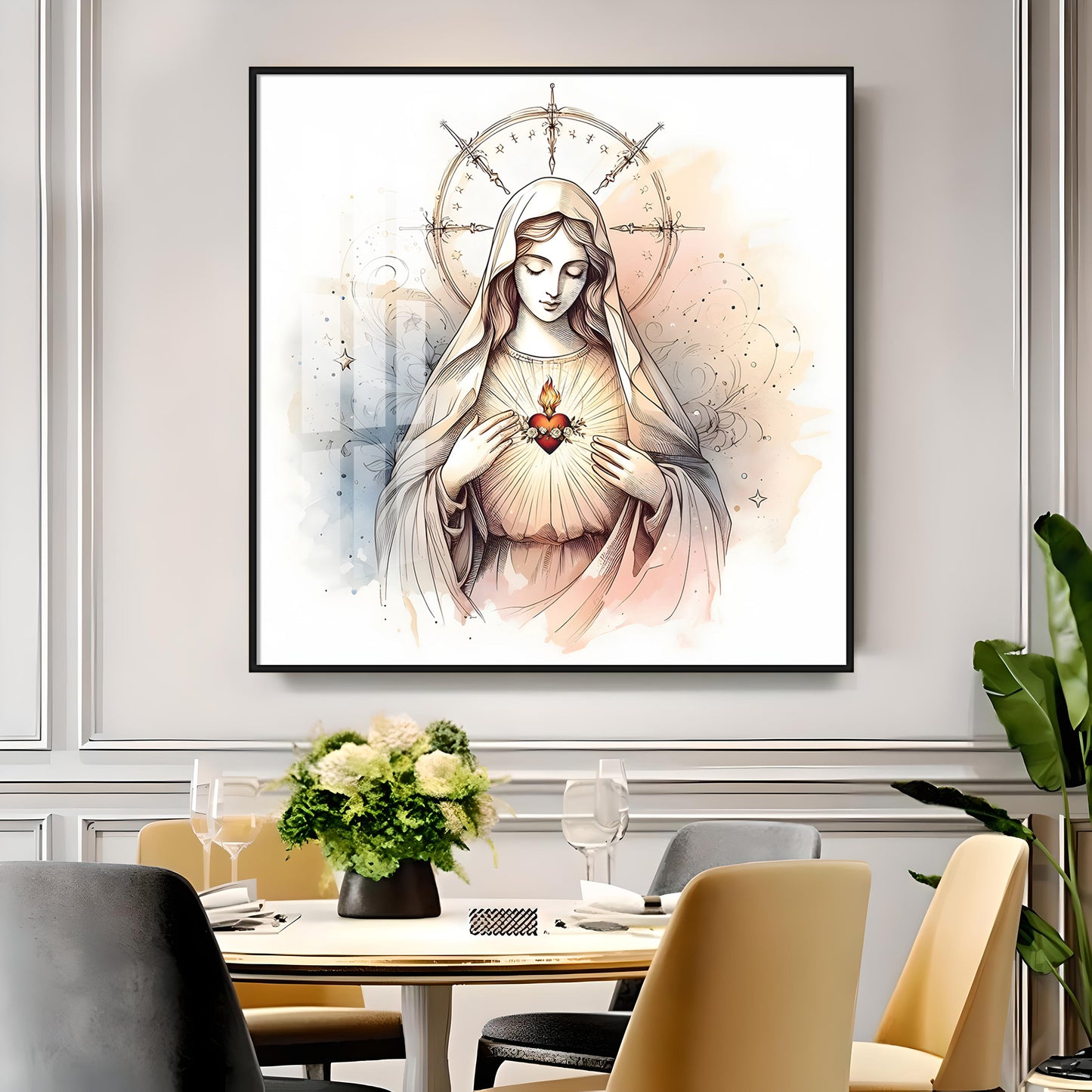 Sacred Heart of Mary Premium Acrylic Square Wall Art