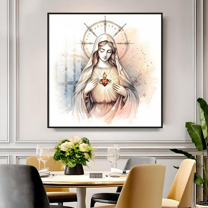 Sacred Heart of Mary Premium Acrylic Square Wall Art