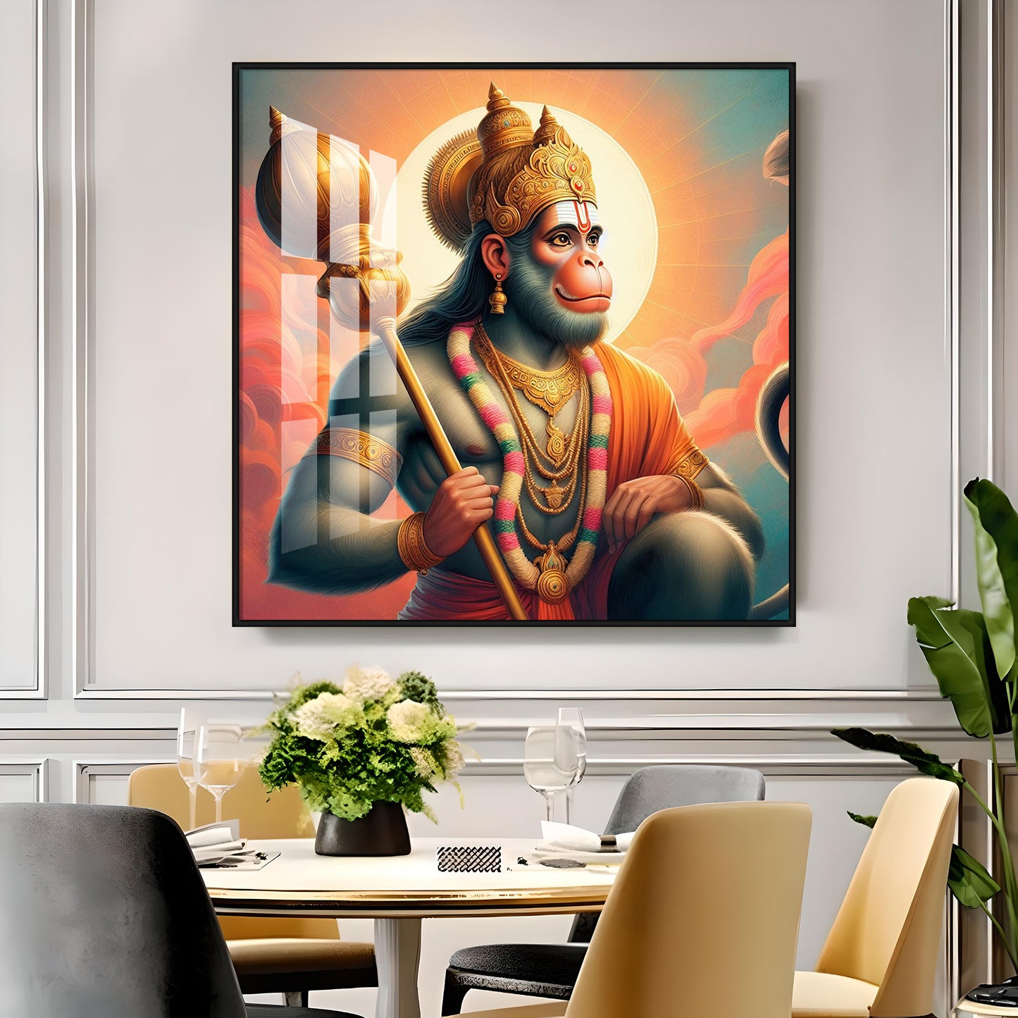 Bajrang Bali Premium Acrylic Square Wall Art