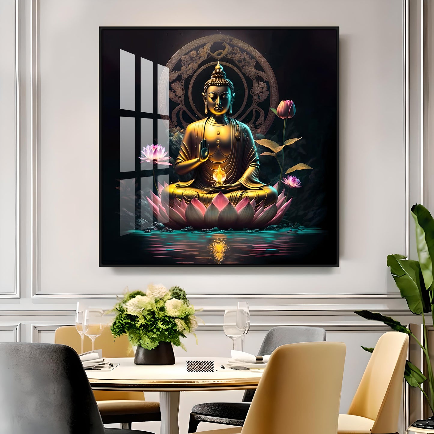 Namo Buddhay Premium Acrylic Square Wall Art