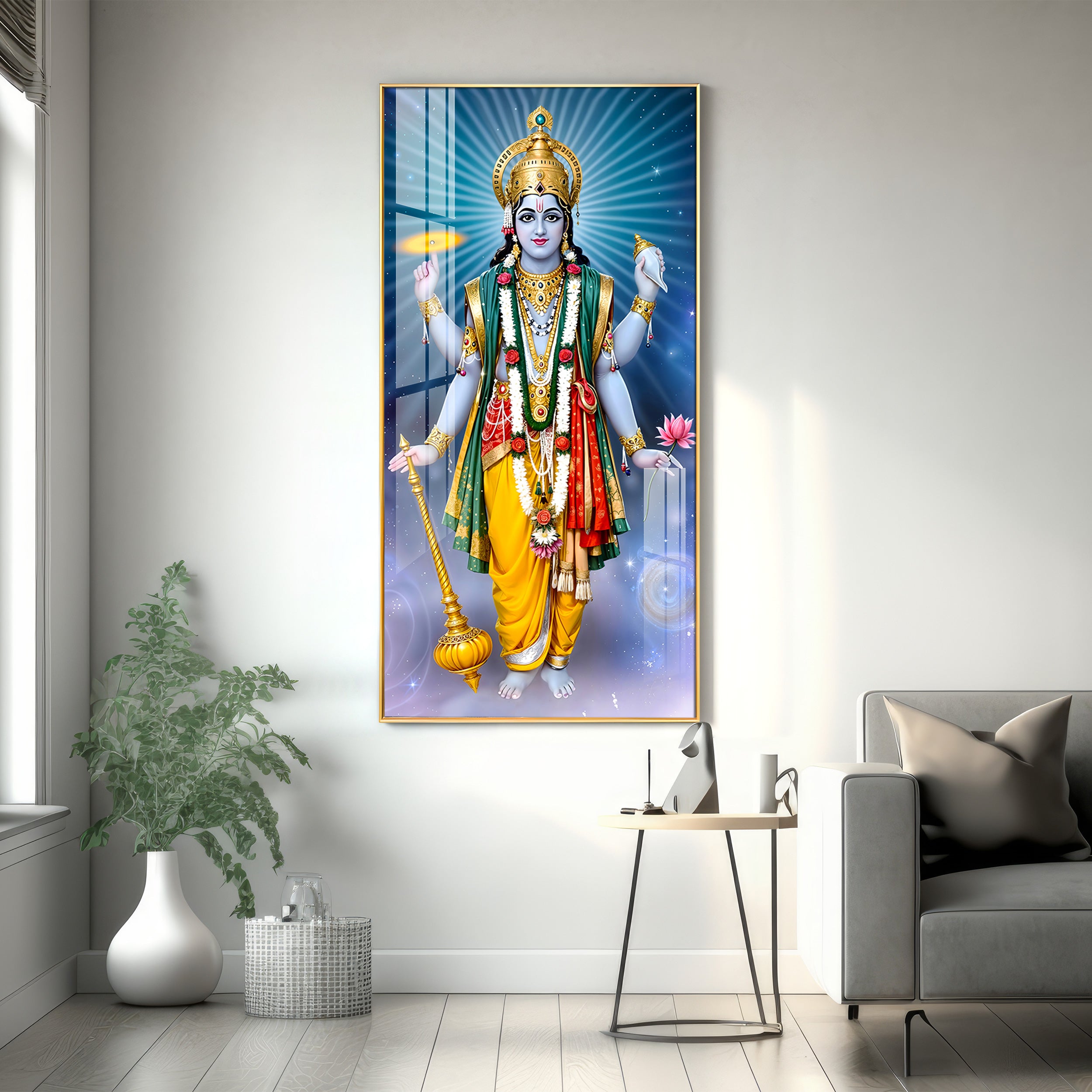 Lord Vishnu Premium Acrylic Vertical Wall Art