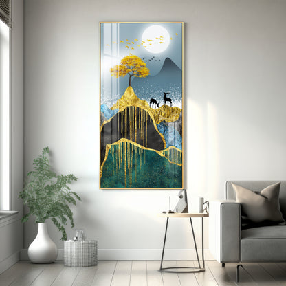 Moon & Mountains Premium Acrylic vertical Wall Art