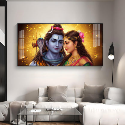 Divine Shiv Paravati Premium Acrylic Horizontal Wall Art