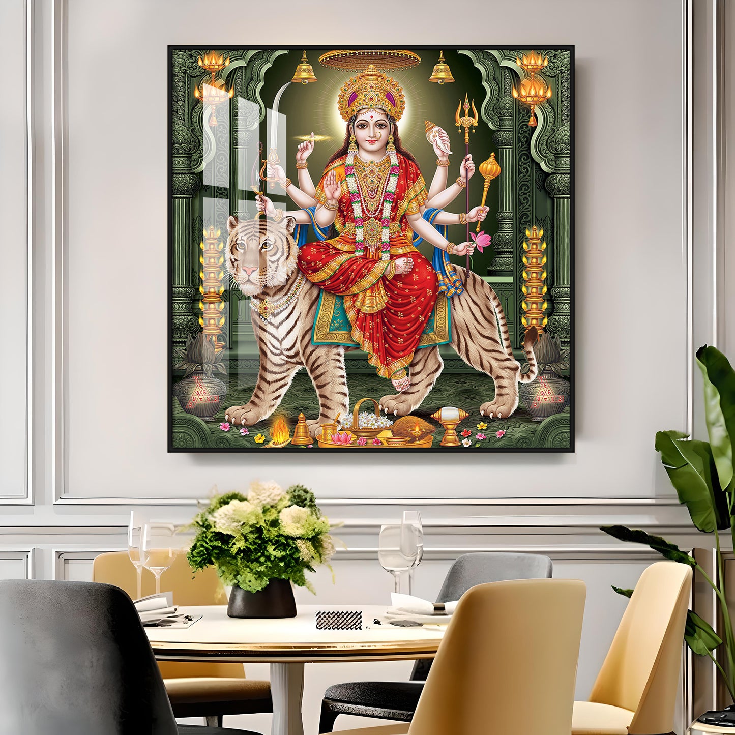 Goddess on Tiger Premium Acrylic Square Wall Art